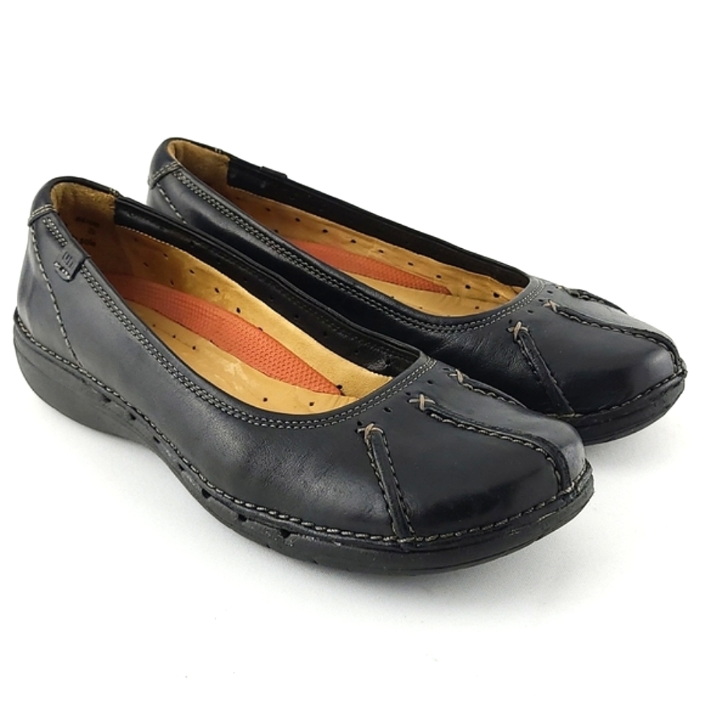 Clarks Black Leather Flats